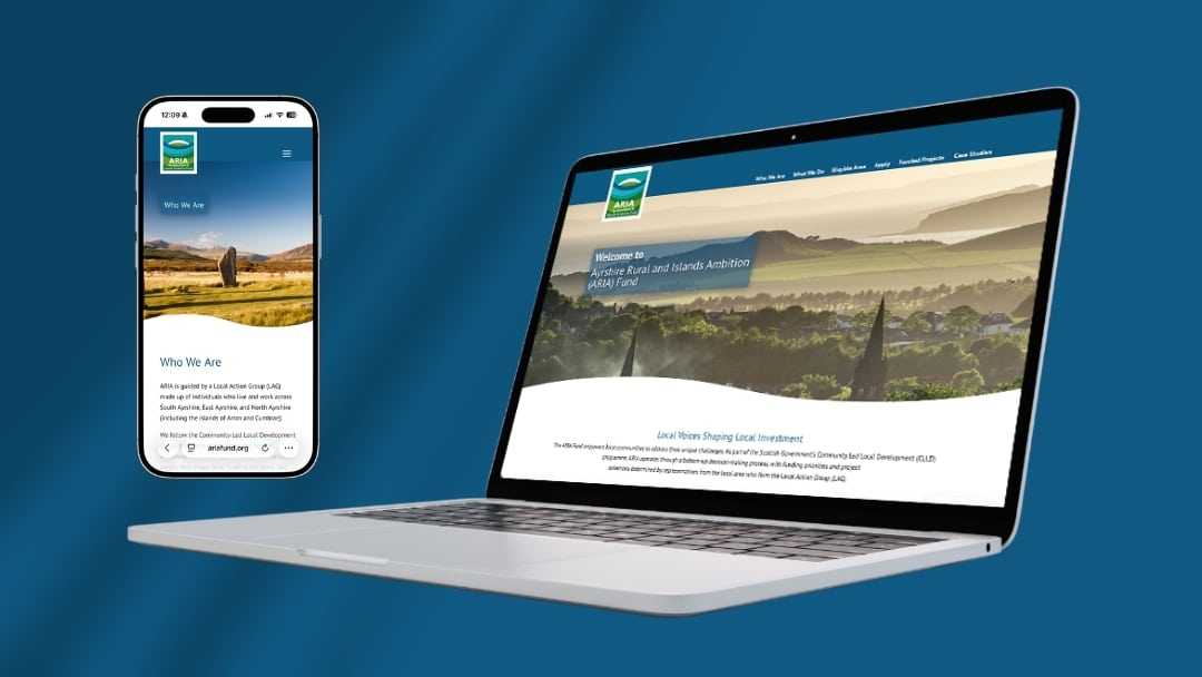 ARIA Fund website shown on laptop and mobile