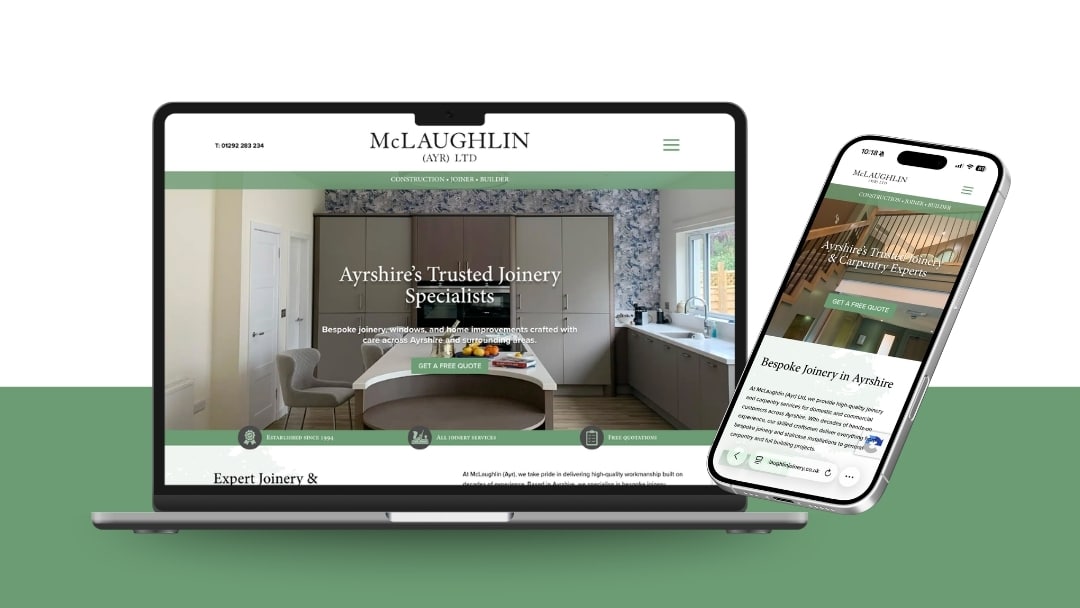 McLaughlin (Ayr) Ltd website shown on laptop and mobile